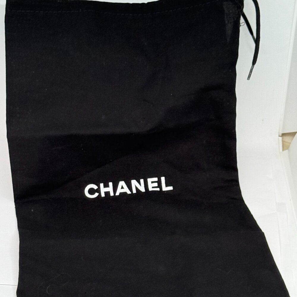 Authentic Chanel Black Dust Bag Drawstring Pouch Bag -  12.5" (H) x 7.5" (W)